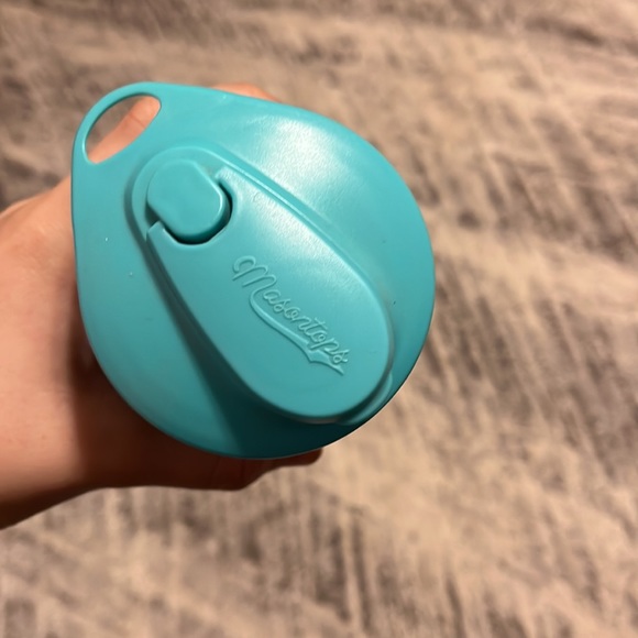 Glass Water Bottle, Turquoise. Never been used. comes with removable cover. - Picture 2 of 5